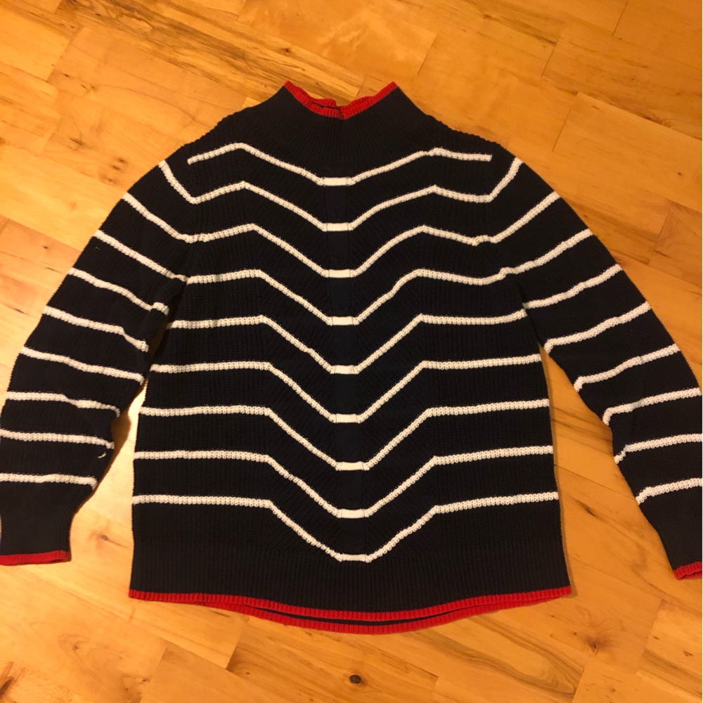 Navy & White Chevron Sweater